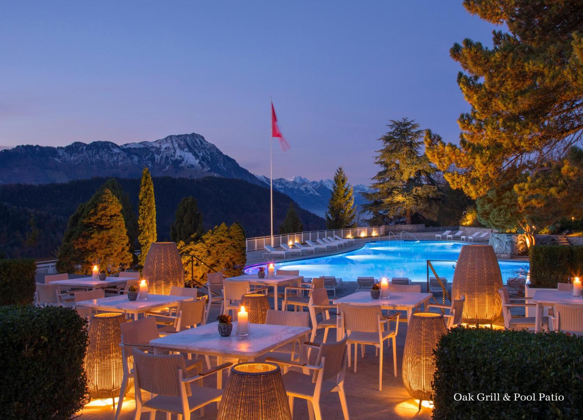 Bürgenstock Hotels&Resort - Bürgenstock Hotel&Alpine Spa Exterior foto The Oak Grill and Pool Patio