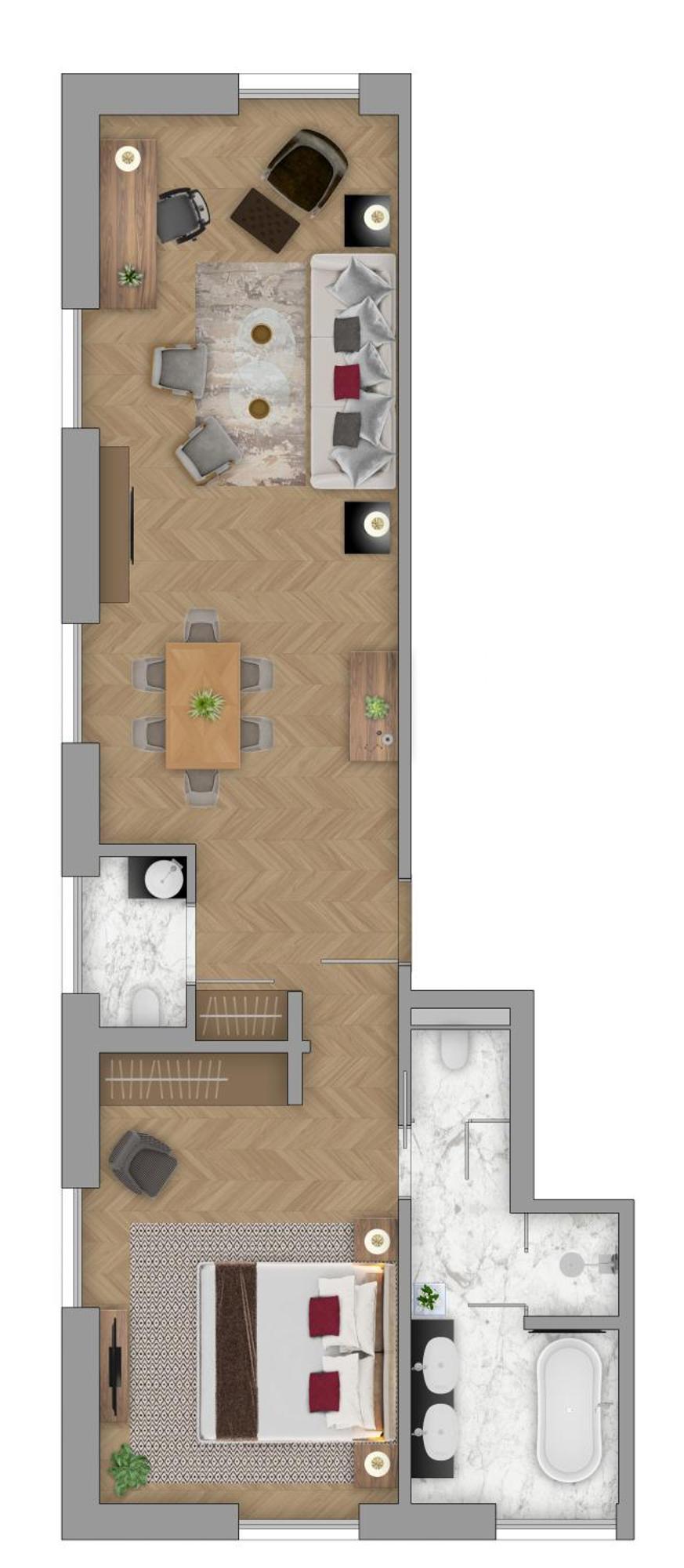 Bürgenstock Hotels&Resort - Bürgenstock Hotel&Alpine Spa Zimmer foto A floorplan of a typical studio apartment