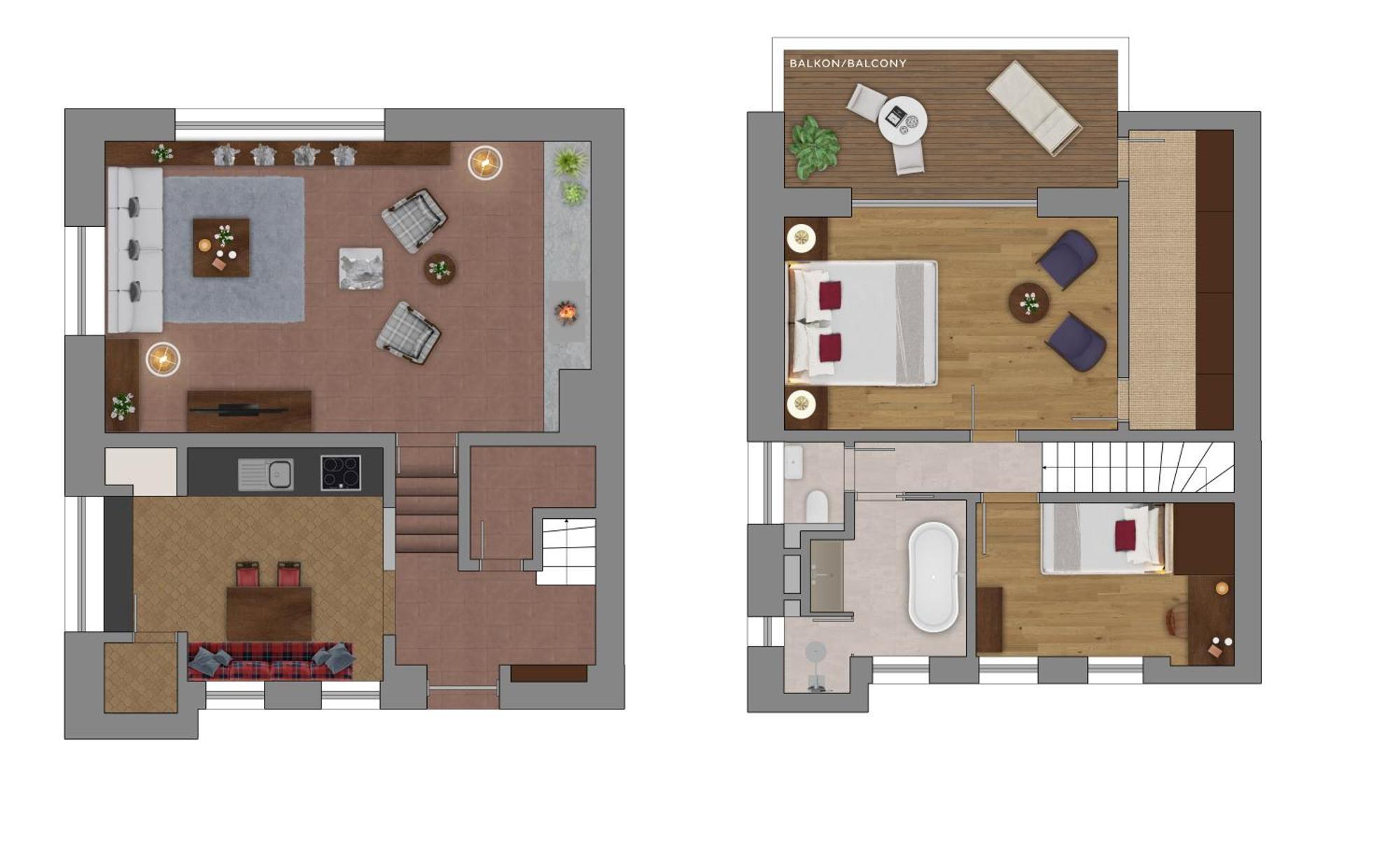 Bürgenstock Hotels&Resort - Bürgenstock Hotel&Alpine Spa Zimmer foto Floor plan of a duplex apartment